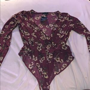 Forever 21+ Burgundy Knit Bodysuit